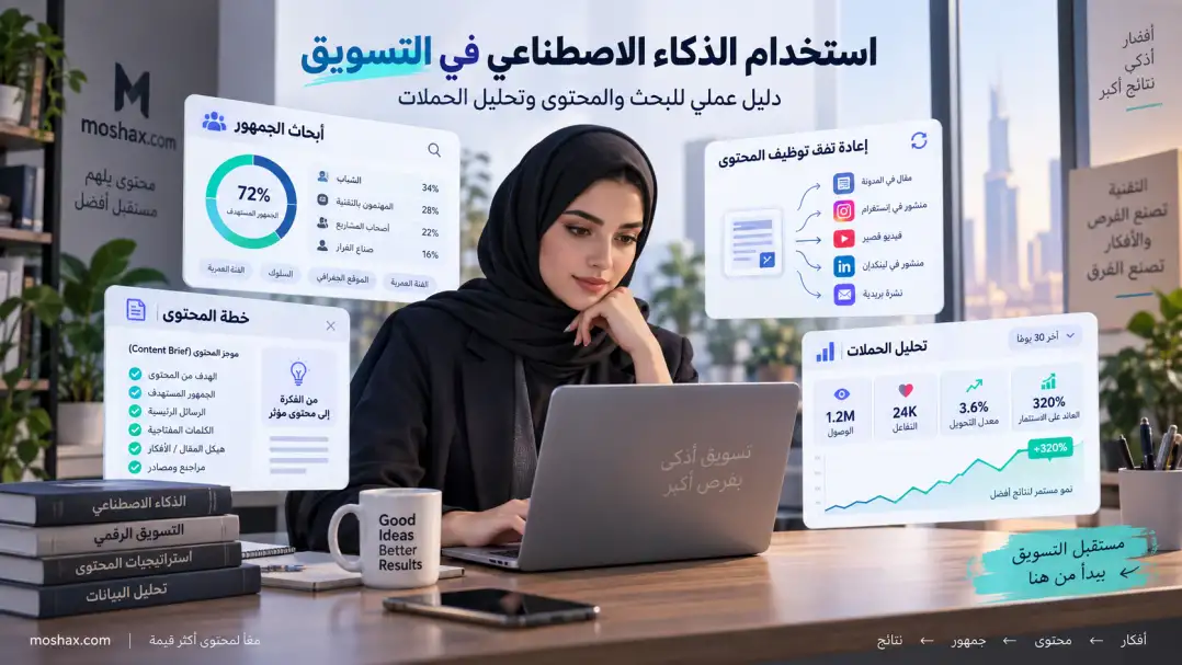 استخدام الذكاء الاصطناعي في التسويق للبحث والمحتوى وتحليل الحملات