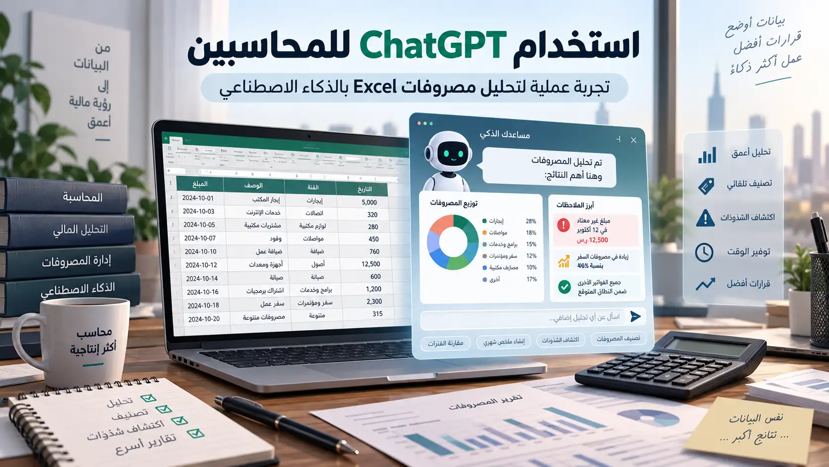 استخدام ChatGPT للمحاسبين لتحليل مصروفات Excel بالذكاء الاصطناعي