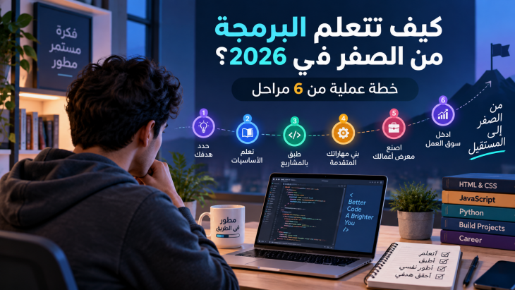 كيف تتعلم البرمجة من الصفر في 2026؟ خطة عملية من 6 مراحل